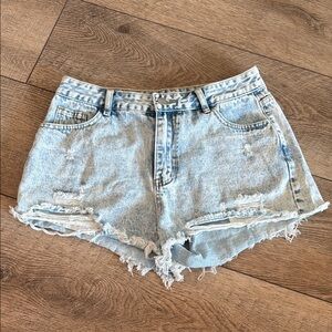 SHEIN Blue Jean Shorts High-Waisted Distressed